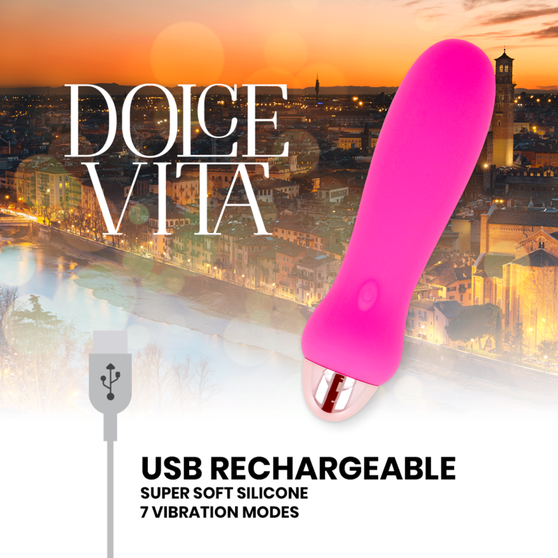 DOLCE VITA - FIVE PINK 7 SPEEDS RECHARGEABLE VIBRATOR