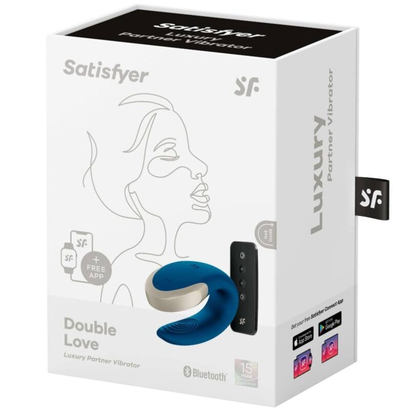 SATISFYER - VIBRATEUR DOUBLE LOVE APP POUR COUPLES LUXURY BLUE