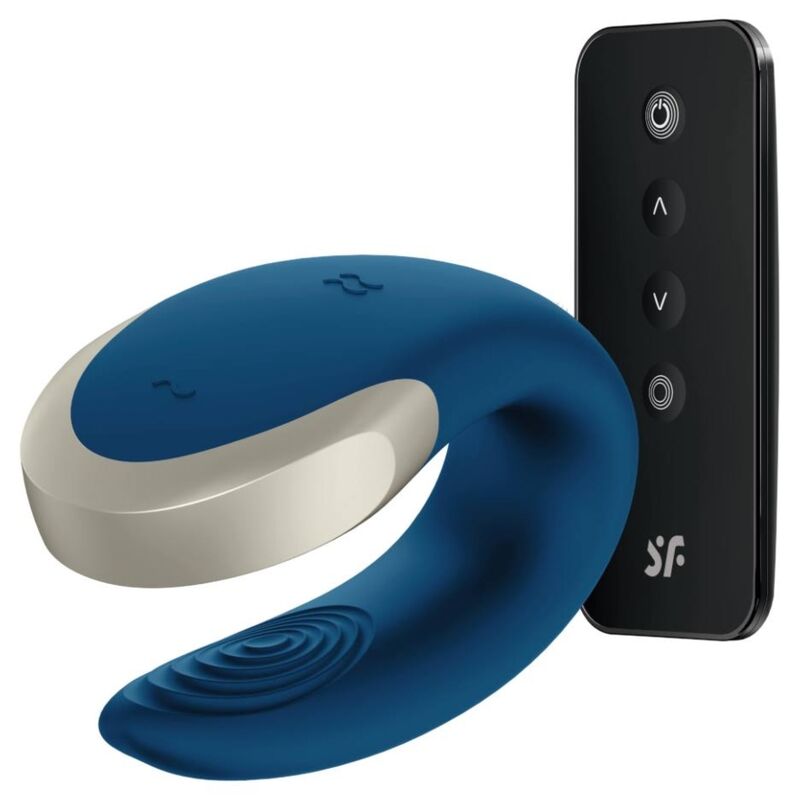 SATISFYER - VIBRATEUR DOUBLE LOVE APP POUR COUPLES LUXURY BLUE