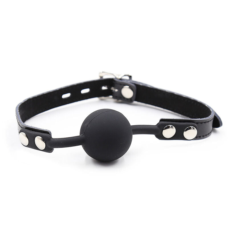 OHMAMA FETISH - SILICONE GAG WITH LEATHER STRAP (PADLOCK INCLUDED)