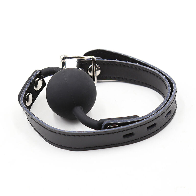 OHMAMA FETISH - SILICONE GAG WITH LEATHER STRAP (PADLOCK INCLUDED)