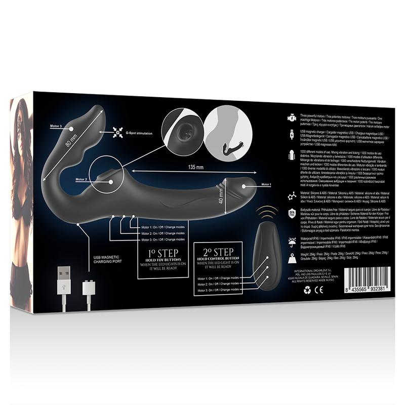 IBIZA - STRAPLESS VIBRATOR REMOTE CONTROL 3 MOTORS 1000 COMBINATIONS.