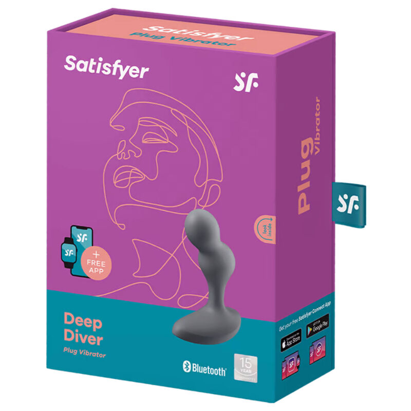 SATISFYER - DEEP DIVER PLUG VIBRATOR APP GRAY