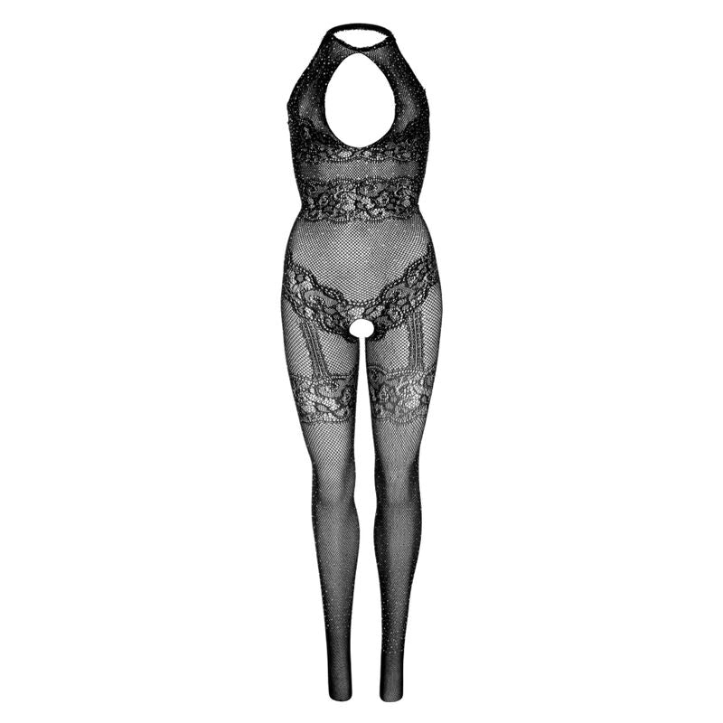LEG AVENUE - SEAMLESS MESH BODYSTOCKING ONE SIZE - BLACK