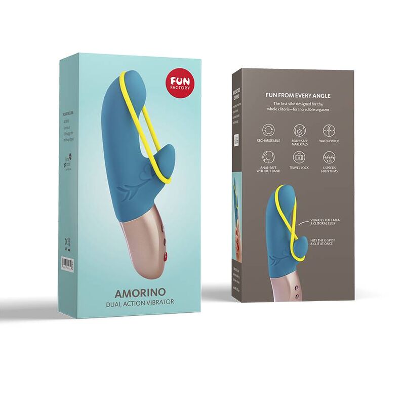 FUN FACTORY - AMORINO MINI VIBRATOR PETROL & NEON YELLOW