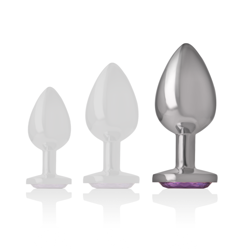 INTENSE - METAL ALUMINUM ANAL PLUG WITH VIOLET CRYSTAL SIZE L