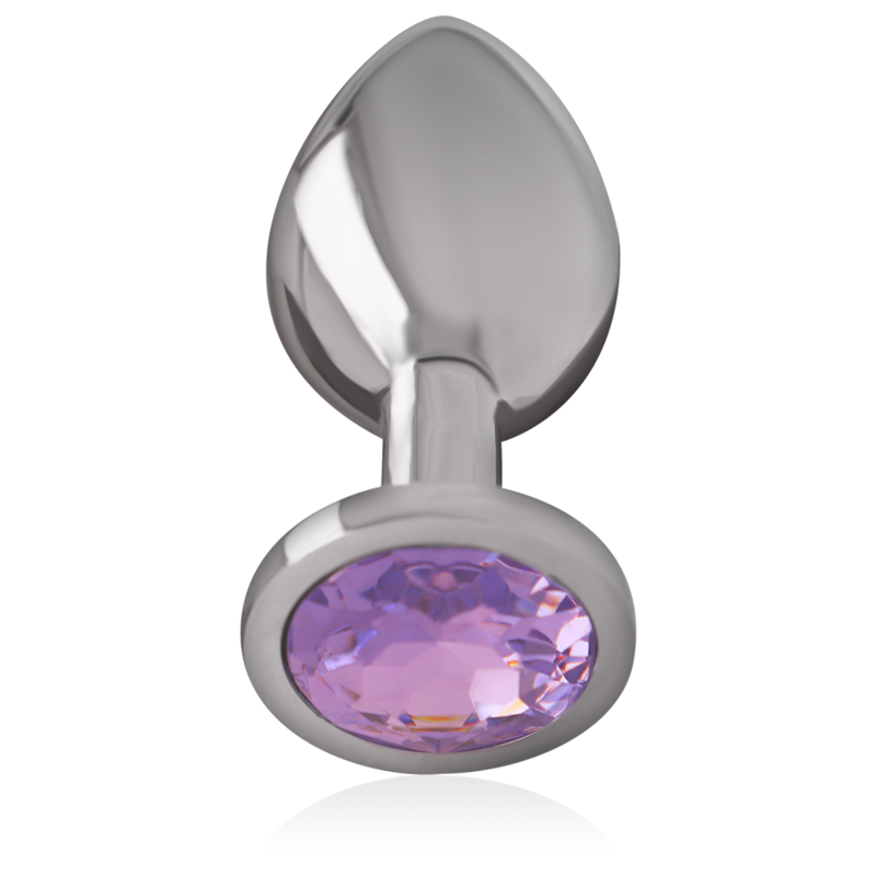INTENSE - METAL ALUMINUM ANAL PLUG WITH VIOLET CRYSTAL SIZE L