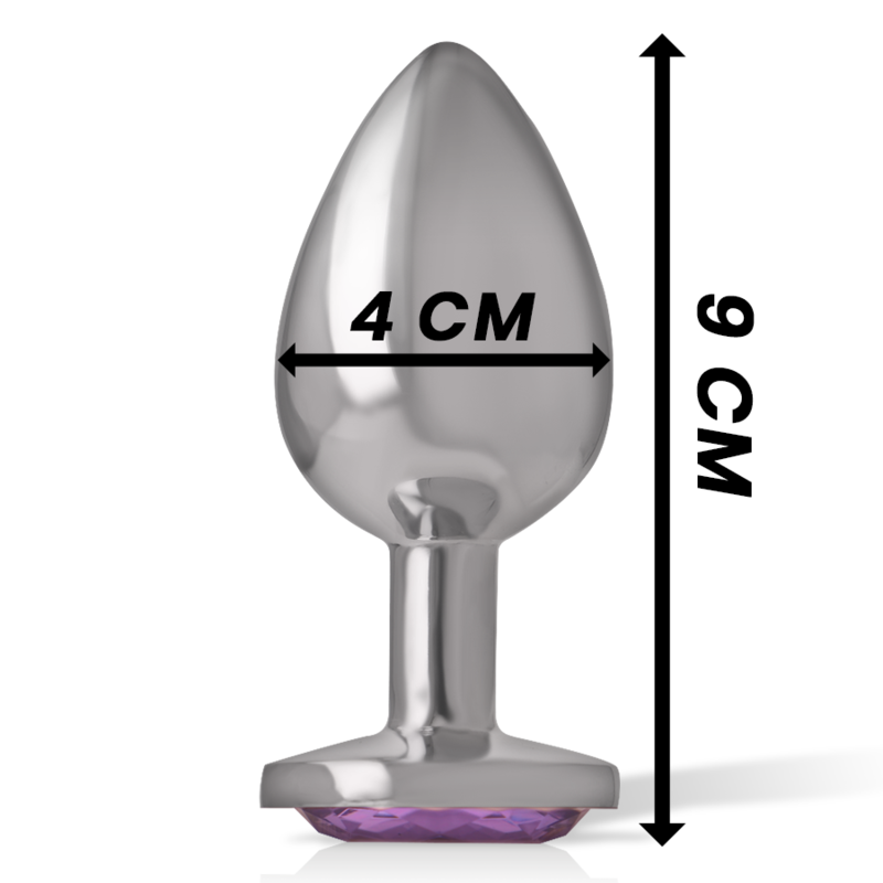 INTENSE - METAL ALUMINUM ANAL PLUG WITH VIOLET CRYSTAL SIZE L