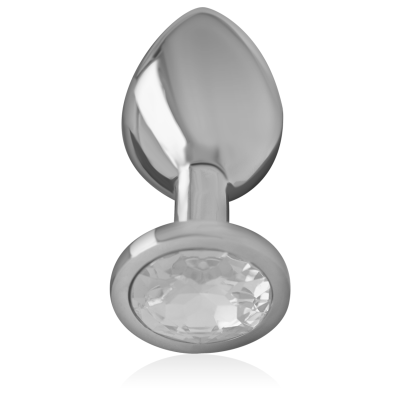 INTENSE - METAL ALUMINUM ANAL PLUG WITH SILVER CRYSTAL SIZE M