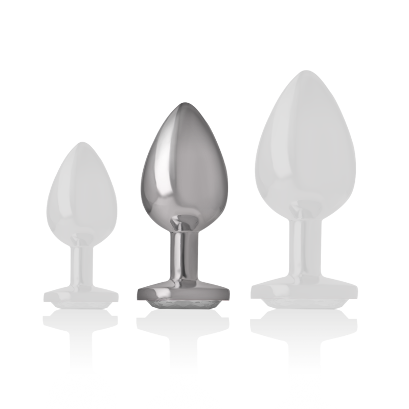 INTENSE - METAL ALUMINUM ANAL PLUG WITH SILVER CRYSTAL SIZE M