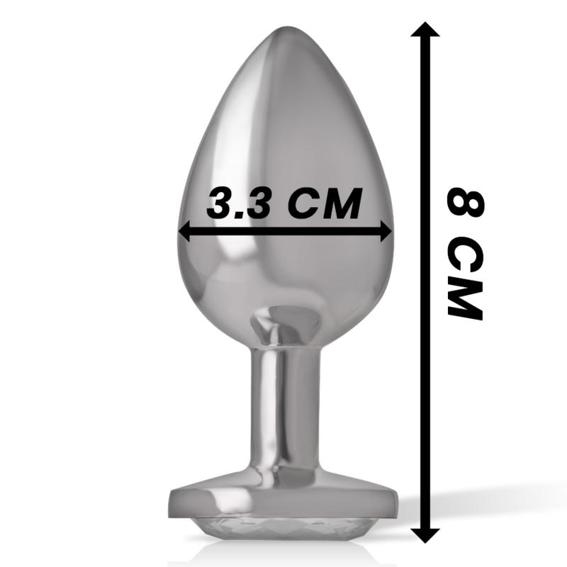INTENSE - METAL ALUMINUM ANAL PLUG WITH SILVER CRYSTAL SIZE M