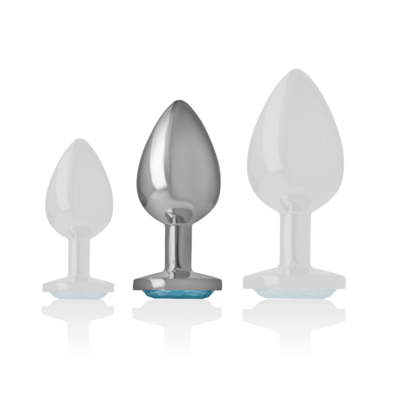 INTENSE - PLUG ANAL EN METAL ALUMINIUM AVEC CRISTAL BLEU TAILLE M