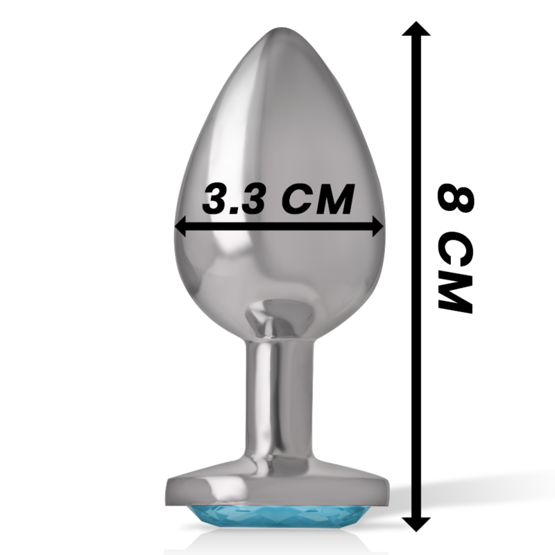 INTENSE - PLUG ANAL EN METAL ALUMINIUM AVEC CRISTAL BLEU TAILLE M
