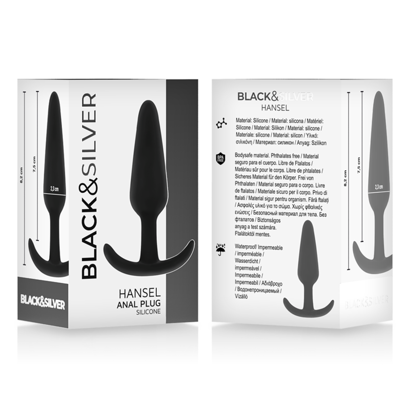 BLACK&SILVER - HANSEL SILICONE ANAL PLUG WITH HANDLE SMALL