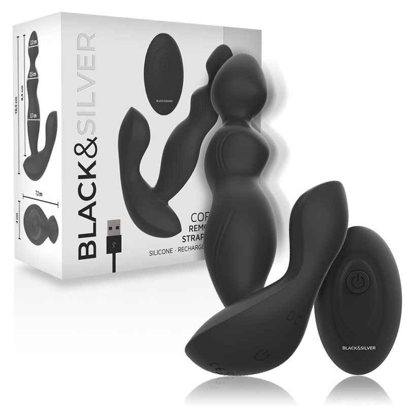 BLACK&SILVER - CORA PROSTATIC PLUG SILICONE REMOTE CONTROL