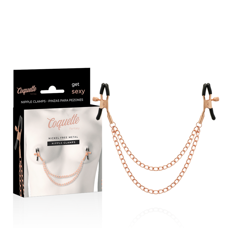 COQUETTE CHIC DESIRE - PINCES A TÉTONS FANTAISIE EN MÉTAL AVEC CHAÎNE