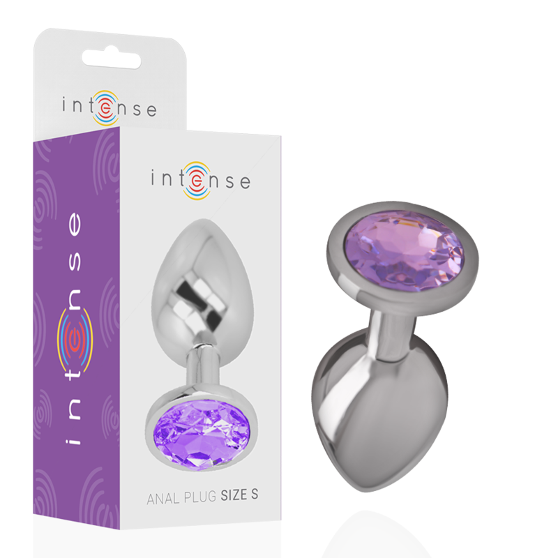 INTENSE - METAL ALUMINUM ANAL PLUG WITH VIOLET CRYSTAL SIZE L