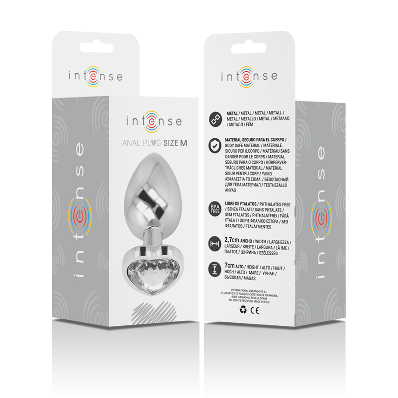 PLUG ANAL MÉTAL ALUMINIUM INTENSE - COEUR BLANC TAILLE M
