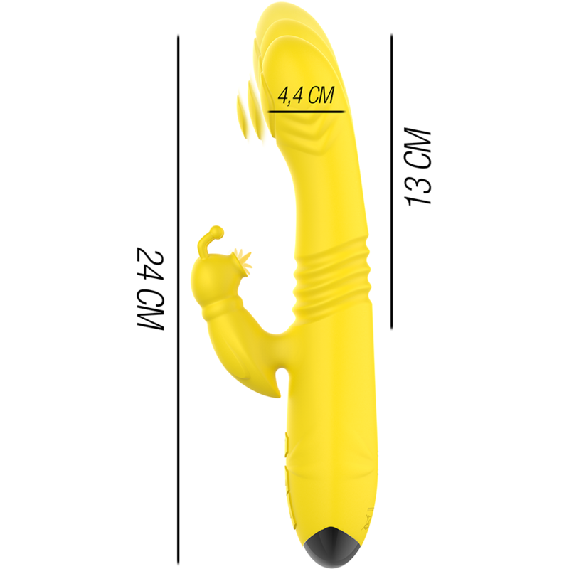 INTENSE - TOKY RECHARGEABLE MULTIFUNCTION VIBRATOR UP & DOWN WITH CLITORIS STIMULATOR YELLOW