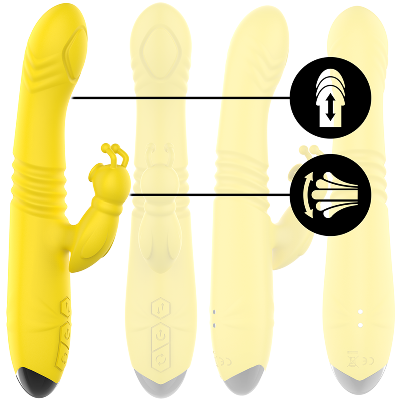 INTENSE - TOKY RECHARGEABLE MULTIFUNCTION VIBRATOR UP & DOWN WITH CLITORIS STIMULATOR YELLOW