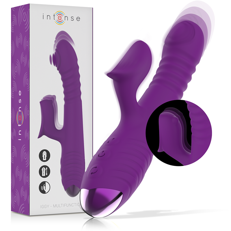 INTENSE - IGGY UP & DOWN RECHARGEABLE MULTIFUNCTION VIBRATOR WITH PURPLE CLITORIS STIMULATOR