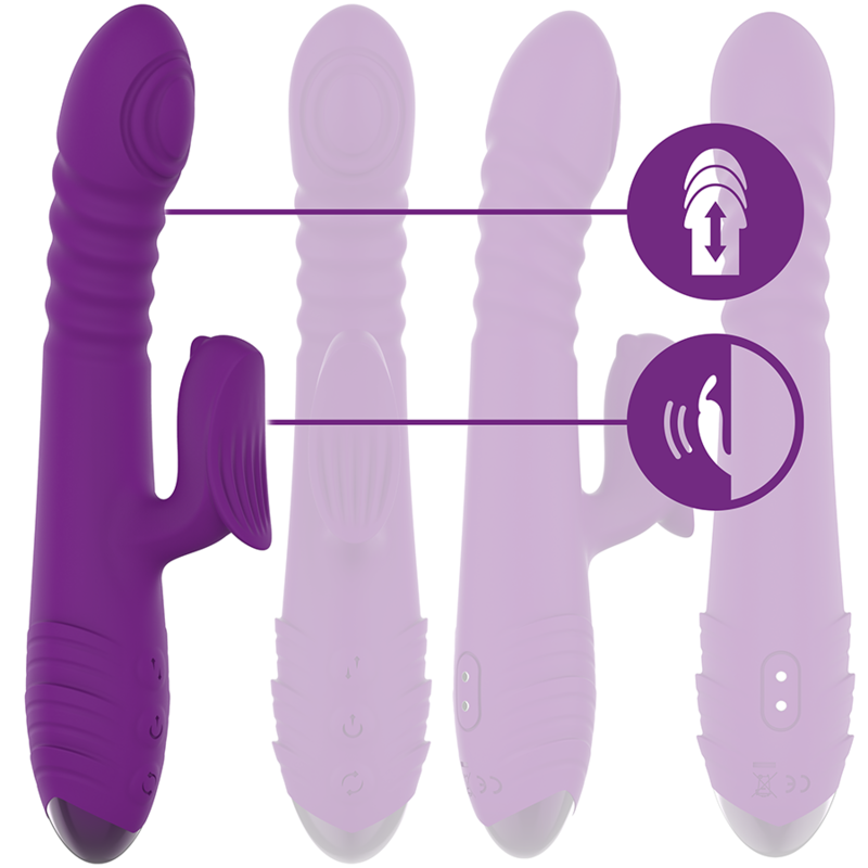 INTENSE - IGGY UP & DOWN RECHARGEABLE MULTIFUNCTION VIBRATOR WITH PURPLE CLITORIS STIMULATOR
