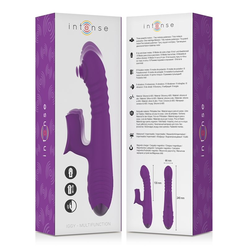 INTENSE - IGGY UP & DOWN RECHARGEABLE MULTIFUNCTION VIBRATOR WITH PURPLE CLITORIS STIMULATOR
