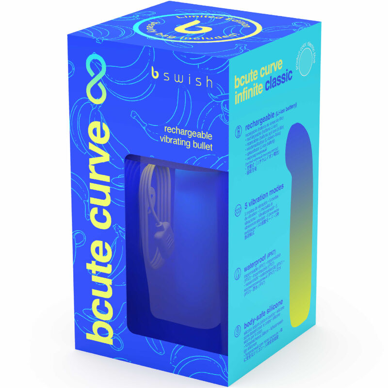 B SWISH - BCUTE CURVE INFINITE CLASSIC VIBRATEUR RECHARGEABLE EN SILICONE BLEU EN ÉDITION LIMITÉE