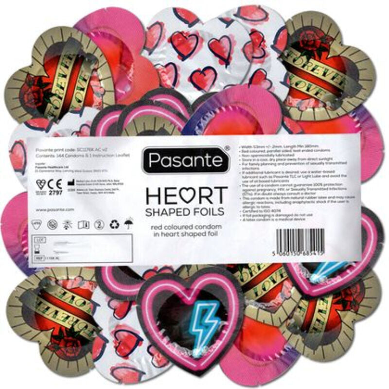 PASANTE - RED HEART SHAPED CONDOM BAG 144 UNITS