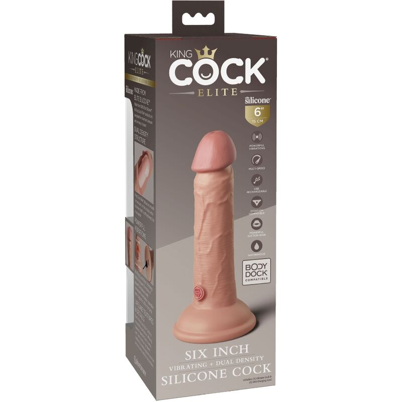 KING COCK - ELITE REALISTIC VIBRATOR & SILICONE DILDO 15.2 CM