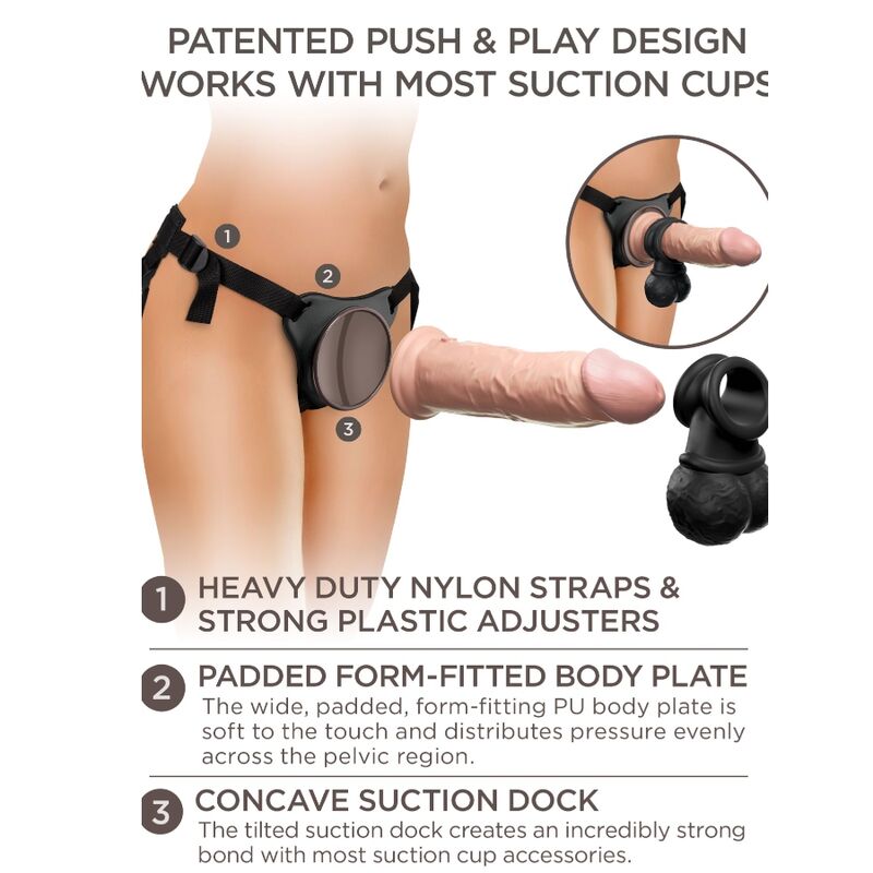 KING COCK - ELITE DELUXE ADJUSTABLE HARNESS KIT WITH RING WITH TESTICLES & DILDO 20.3 CM