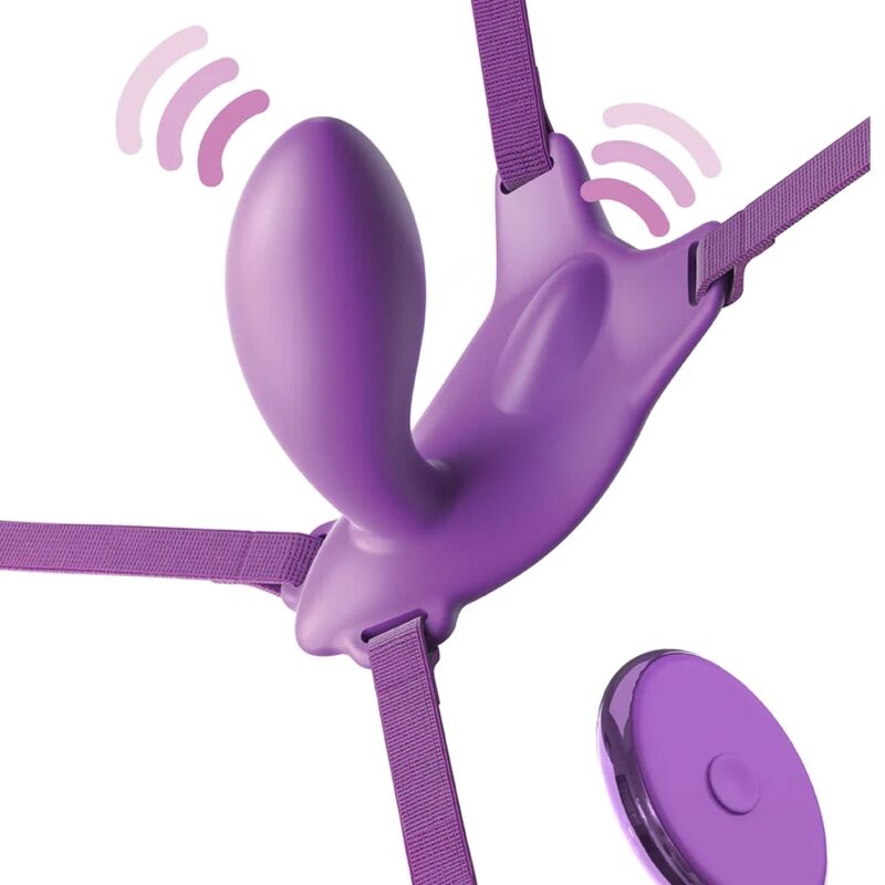 FANTASY FOR HER - G-SPOT BUTTERFLY HARNESS WITH VIBRATOR, RECHARGEABLE & REMOTE CONTROL VIOLET