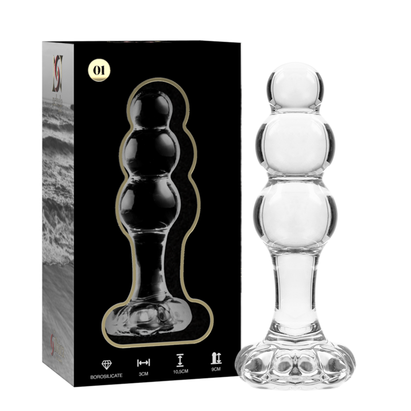 NEBULA SERIES BY IBIZA - MODEL 1 TRANSPARENT BOROSILICATE GLASS PLUG 10.5 CM -O- 3 CM