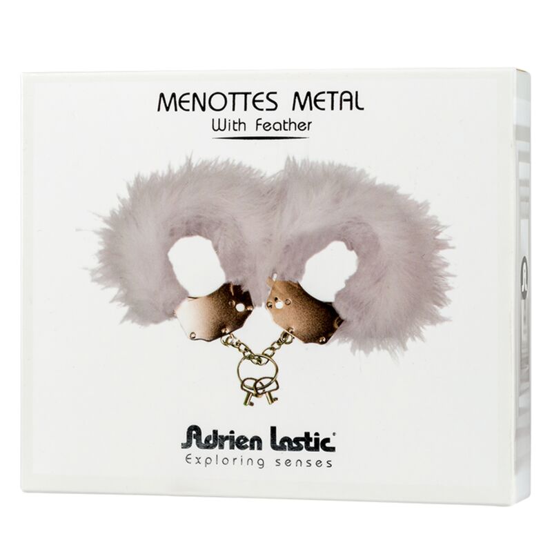 ADRIEN LASTIC - MENOTTES EN MÉTAL AVEC PLUMES BLANCHES