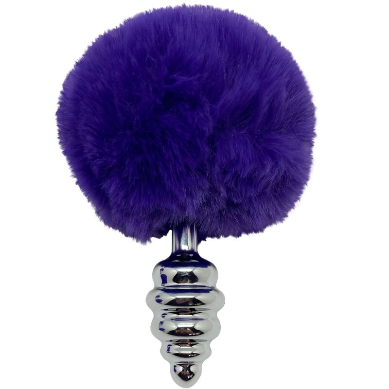 ALIVE - ANAL PLEASURE PLUG SPIRAL METAL POM-POM DARK VIOLET SIZE M
