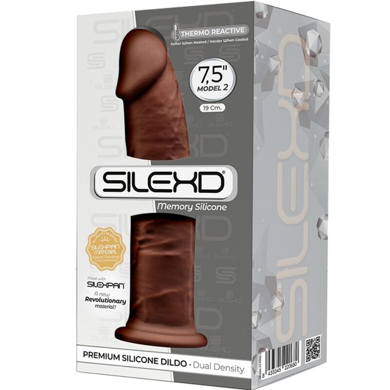 SILEXD - MODÈLE 2 PÉNIS RÉALISTE SILICONE PREMIUM SILEXPAN MARRON 19 CM