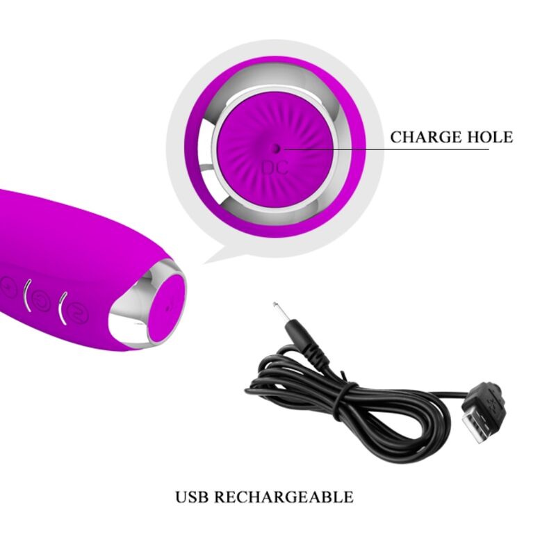 PRETTY LOVE - HECTOR RECHARGEABLE & WATERPROOF ELECTROSHOCK VIBRATOR PURPLE