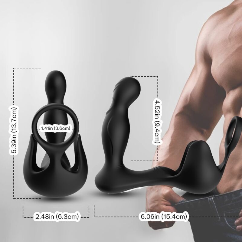ARMONY - VIBRATEUR ANAL SURROUND & STIMULATEUR DE TESTICULES & ANNEAU DE TÉLÉCOMMANDE NOIR