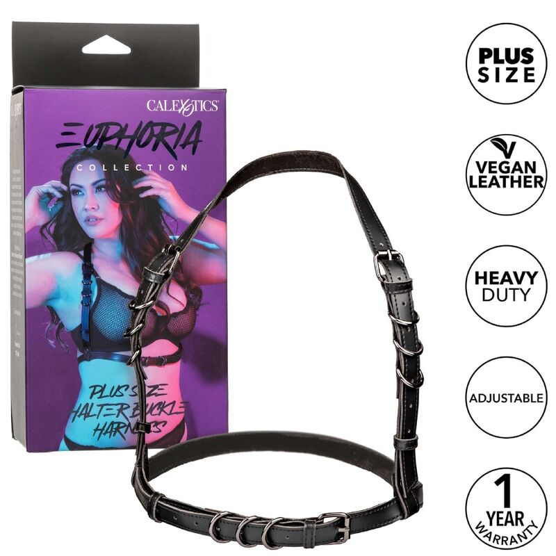 CALEXOTICS - EUPHORIA HATLER HARNESS WITH BUCKLE PLUS SIZE BLACK