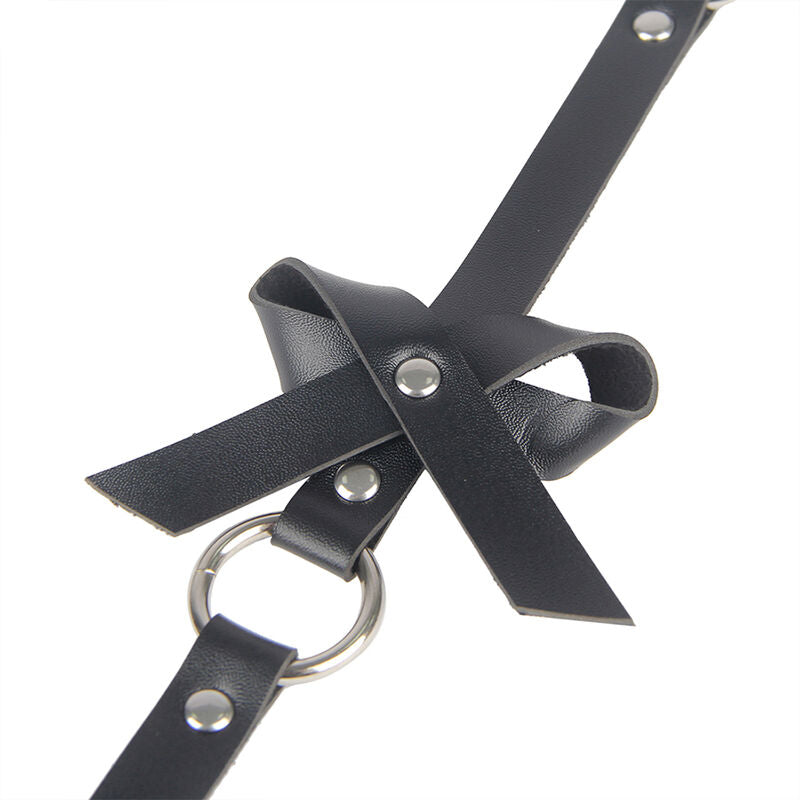 SUBBLIME - BLACK LEATHER CHAIN LEG HARNESS ONE SIZE