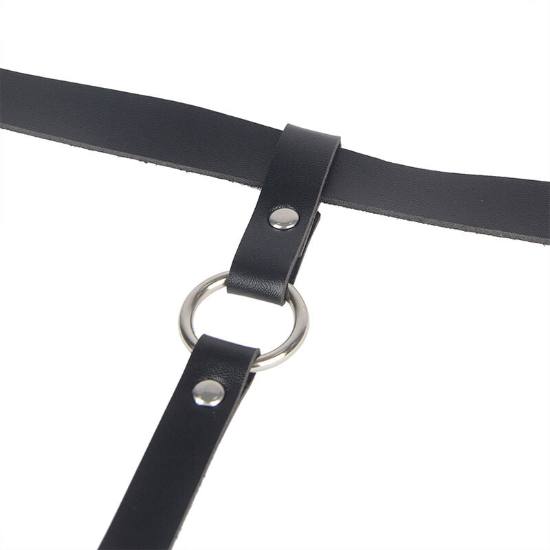 SUBBLIME - BLACK LEATHER CHAIN LEG HARNESS ONE SIZE