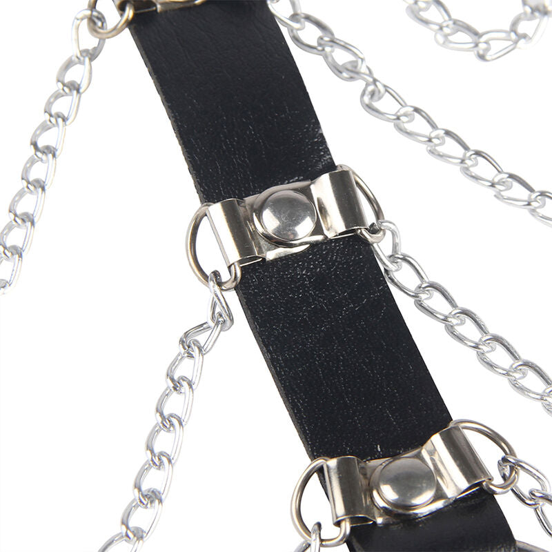 SUBBLIME - BLACK LEATHER CHAIN CHEST HARNESS ONE SIZE
