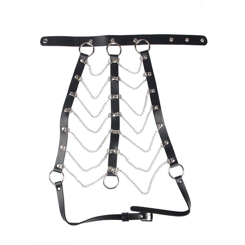 SUBBLIME - BLACK LEATHER CHAIN CHEST HARNESS ONE SIZE