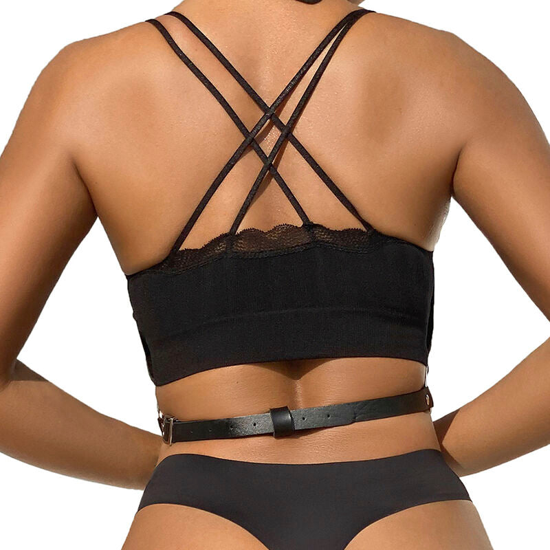 SUBBLIME - BLACK LEATHER CHAIN CHEST HARNESS ONE SIZE