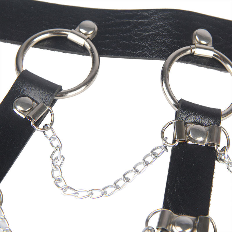 SUBBLIME - BLACK LEATHER CHAIN CHEST HARNESS ONE SIZE