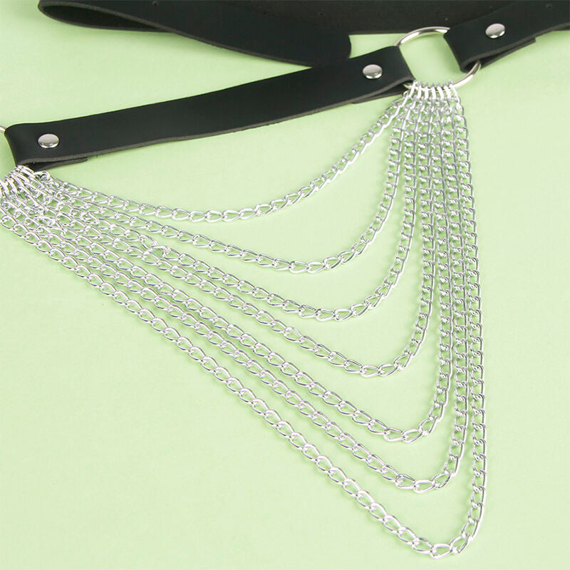 SUBBLIME - BLACK LEATHER CHAIN BELT ONE SIZE