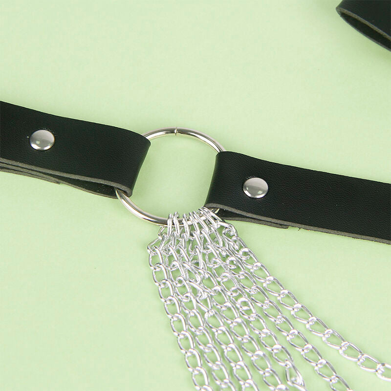 SUBBLIME - BLACK LEATHER CHAIN BELT ONE SIZE