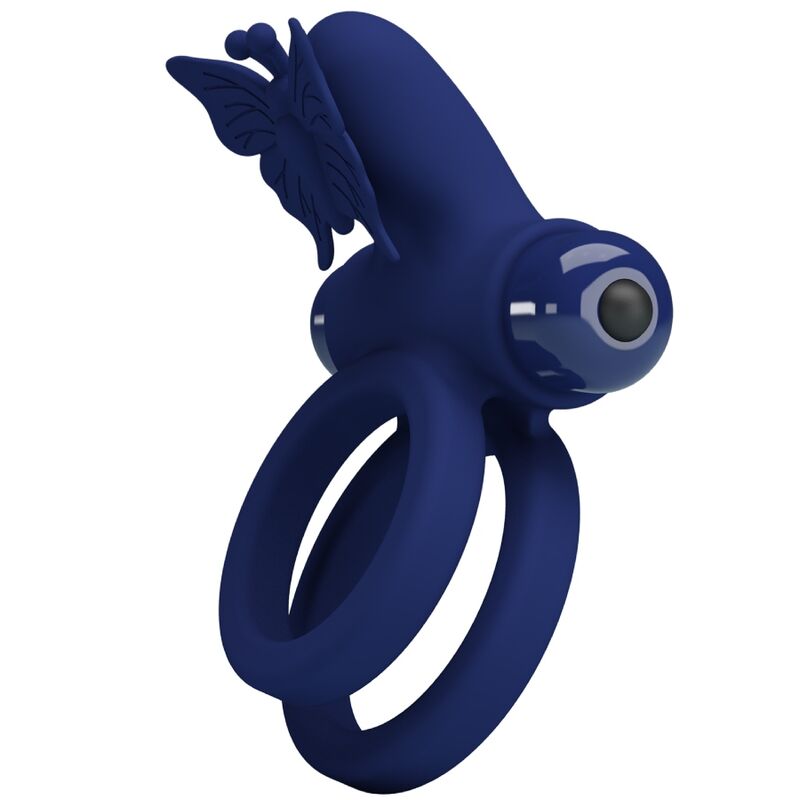 PRETTY LOVE - JAMELE DOUBLE RING WITH VIBRATION & BLUE BUTTERFLY STIMULATOR