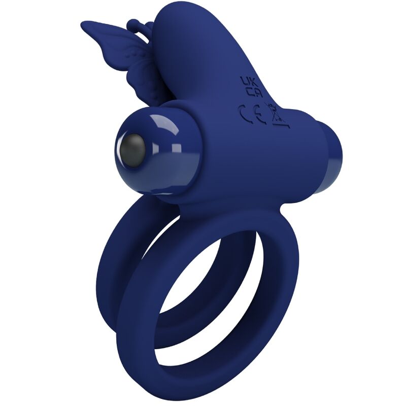 PRETTY LOVE - JAMELE DOUBLE RING WITH VIBRATION & BLUE BUTTERFLY STIMULATOR