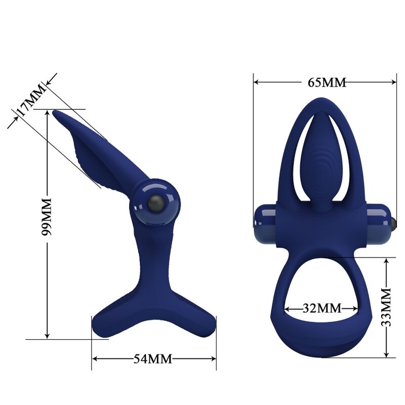 PRETTY LOVE - MAT DOUBLE RING WITH VIBRATION & BLUE STIMULATOR